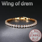 Dazzling 925 Sterling Silver Tennis Bracelet Rose Gold Shining Cubic Zirconia Bracelet Wedding Jewelry Gift