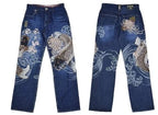 American Japanese Retro Selvedge Jeans Man Y2K High-end Brand Natural Indigo Dip Dyeing Harajuku Mopping Pants