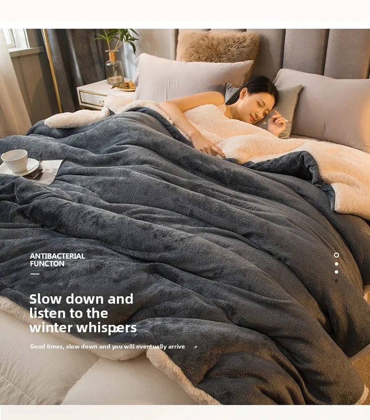Solid Color Thickening Lamb Wool Multifunctional Duvet Blanket Bed Cover Bedspread on The Bed Keep Warm Winter Bed Blankets