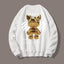 【M-8XL Sweatshirts】Men Oversized Sweatshirt Fashion Loose American Fashion Cat Ornaments Print Long Sleeve Couple Clothes