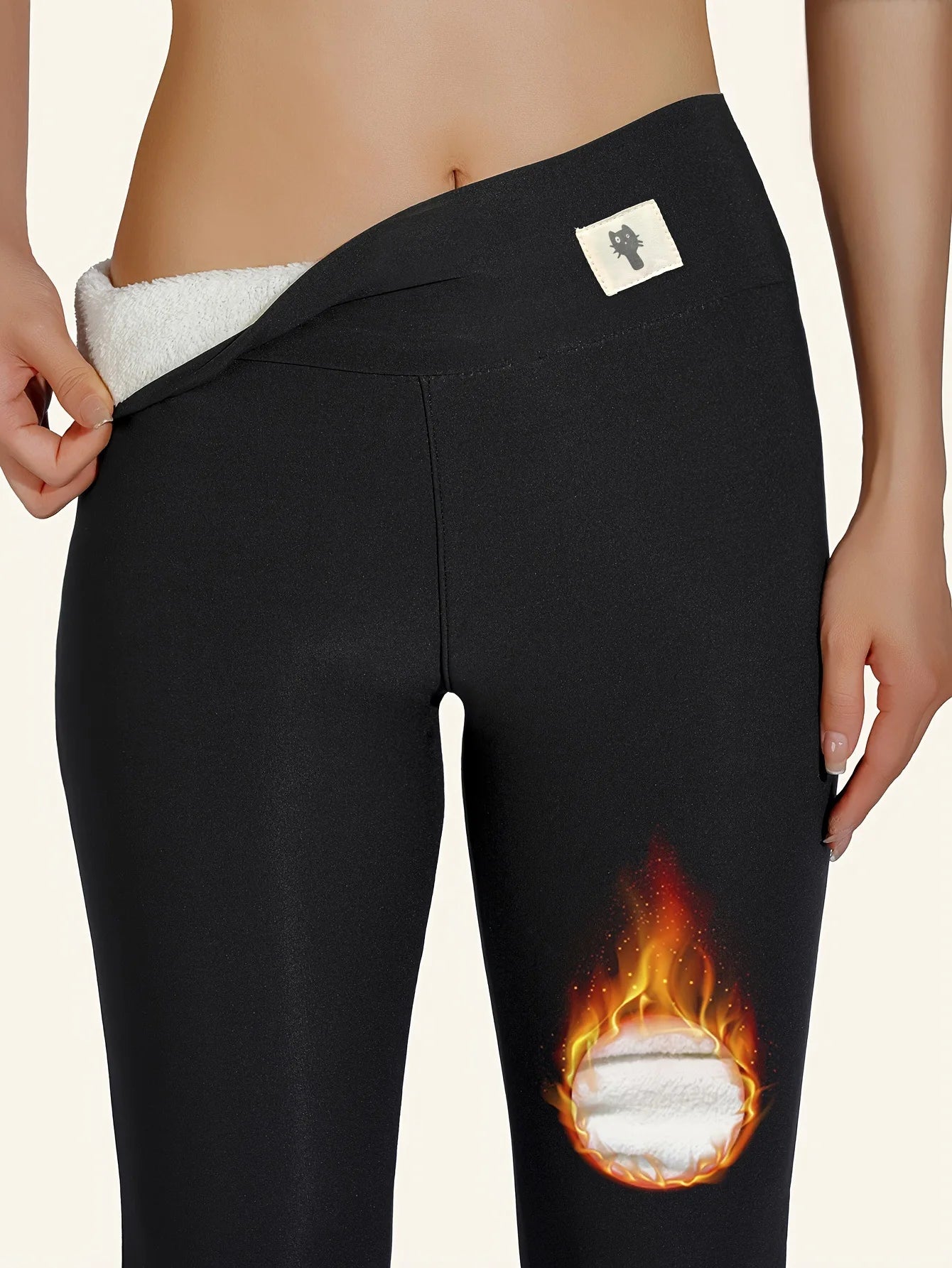 Winter Thicken Warm Leggings Women Lamb Cashmere Joggers High Waist Fleece Elastic Tights Warm Tights Pants Slim Velvet Legging Secondary image