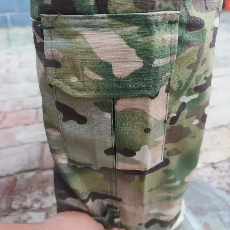 Camo Tactical Sets Outdoor Long Sleeve Wear-resisting T Shirts+Multi-pocket Tactic Cargo Pants Suit Training Workwear Combat Set