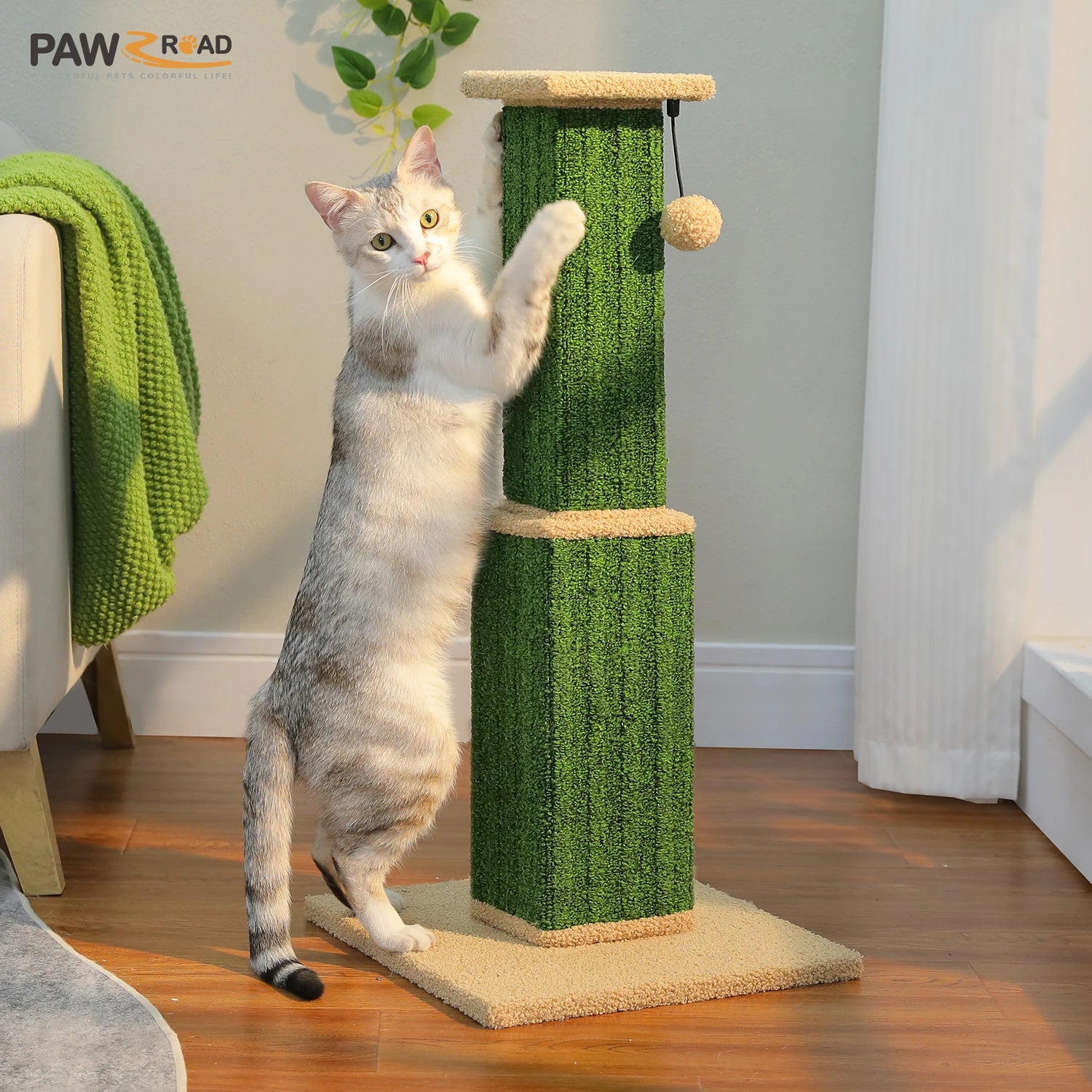 Large Cat Scratching Post for Indoor Cats Adults Ultimate Scratch Post with Woven Sisal Dangling Ball Tall Cat Scratcher Cat Toy Main image