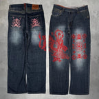American Japanese Retro Selvedge Jeans Man Y2K High-end Brand Natural Indigo Dip Dyeing Harajuku Mopping Pants
