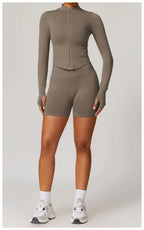 New Women Seamless Zipper Jacket Yoga Long Sleeved Gym Top Yoga Push Up Jacket Fitness Running Workout Sport Coat Women's Shirts