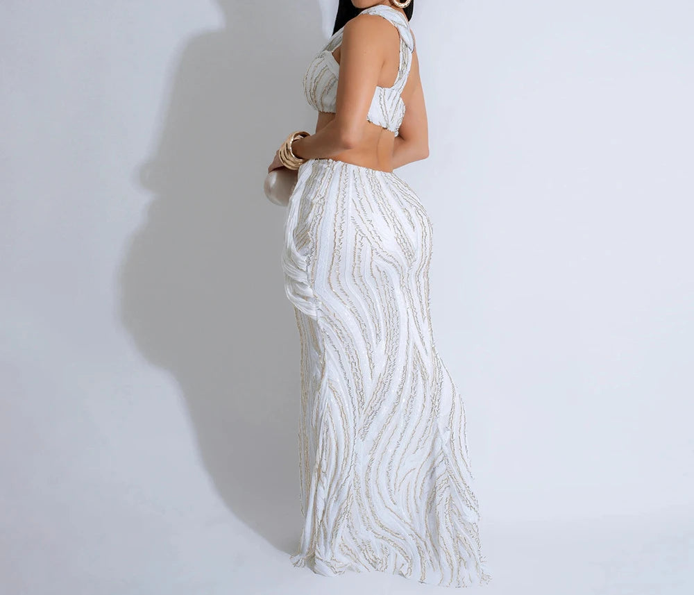 Sexy One-shoulder Long Summer Dress Sequin Birthday Holiday Elegant Party Evening Dresses Luxury Womens Prom Dresses XSY29