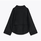 Woolen Zipper Loose Short Jacket Women Long Sleeve Lapel Solid 2025 Autumn Winter Commute Coat Street Office Warm Ladies Outwear