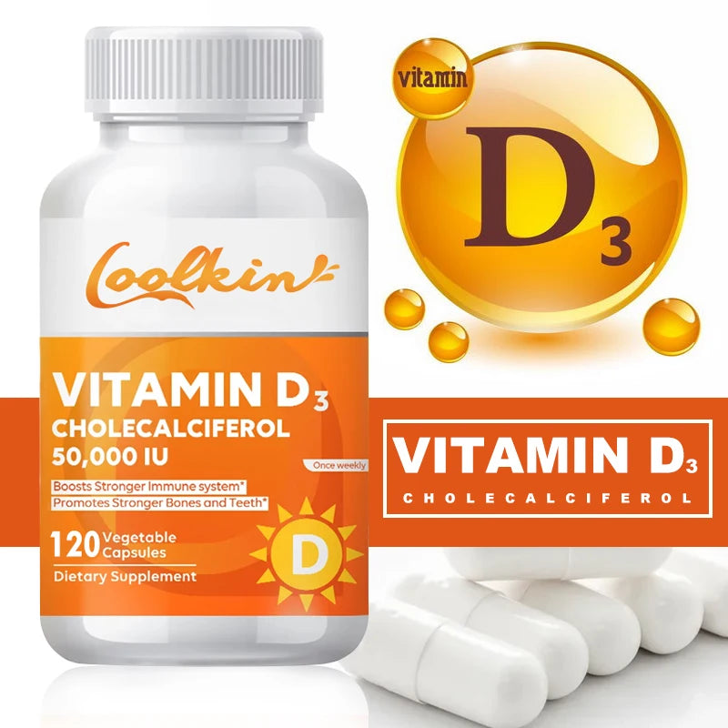 High Potency Vitamin D3 50000 IU - Helps Muscle Nerve Health Support Bone Density Teeth and Skin Heart Health Main image