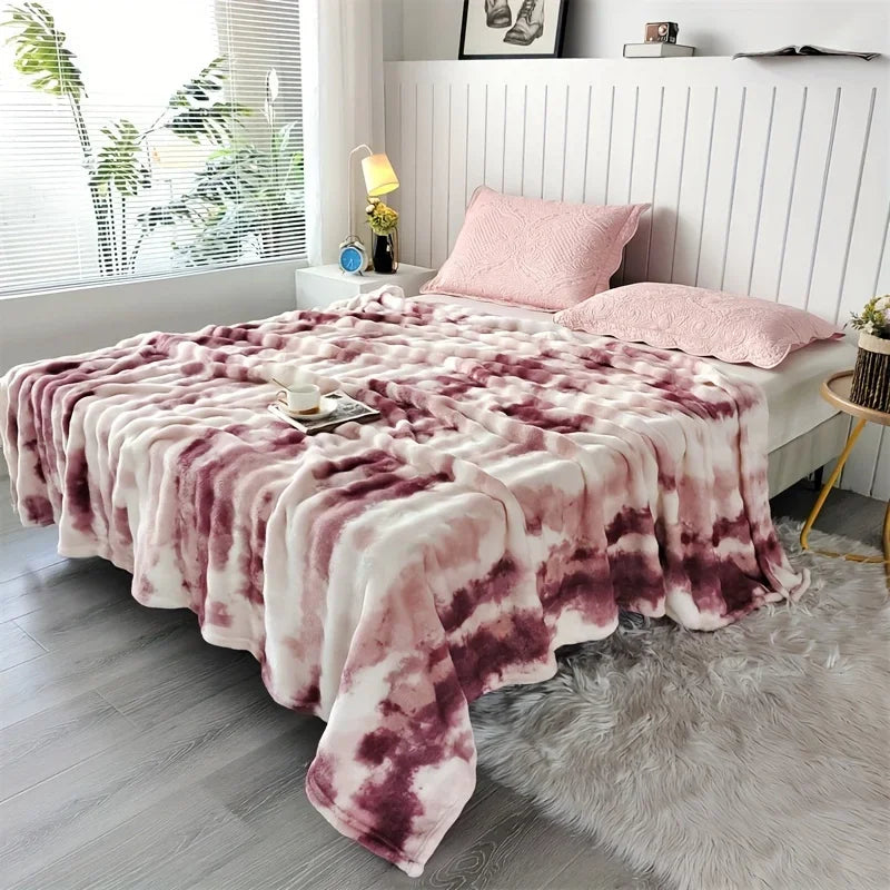 Luxurious Faux Rabbit Fur Bed Blanket - Soft, Thick, and Warm  Throw  All Seasons, Versatile for Sofa, Shawl, Travel, and Gifts