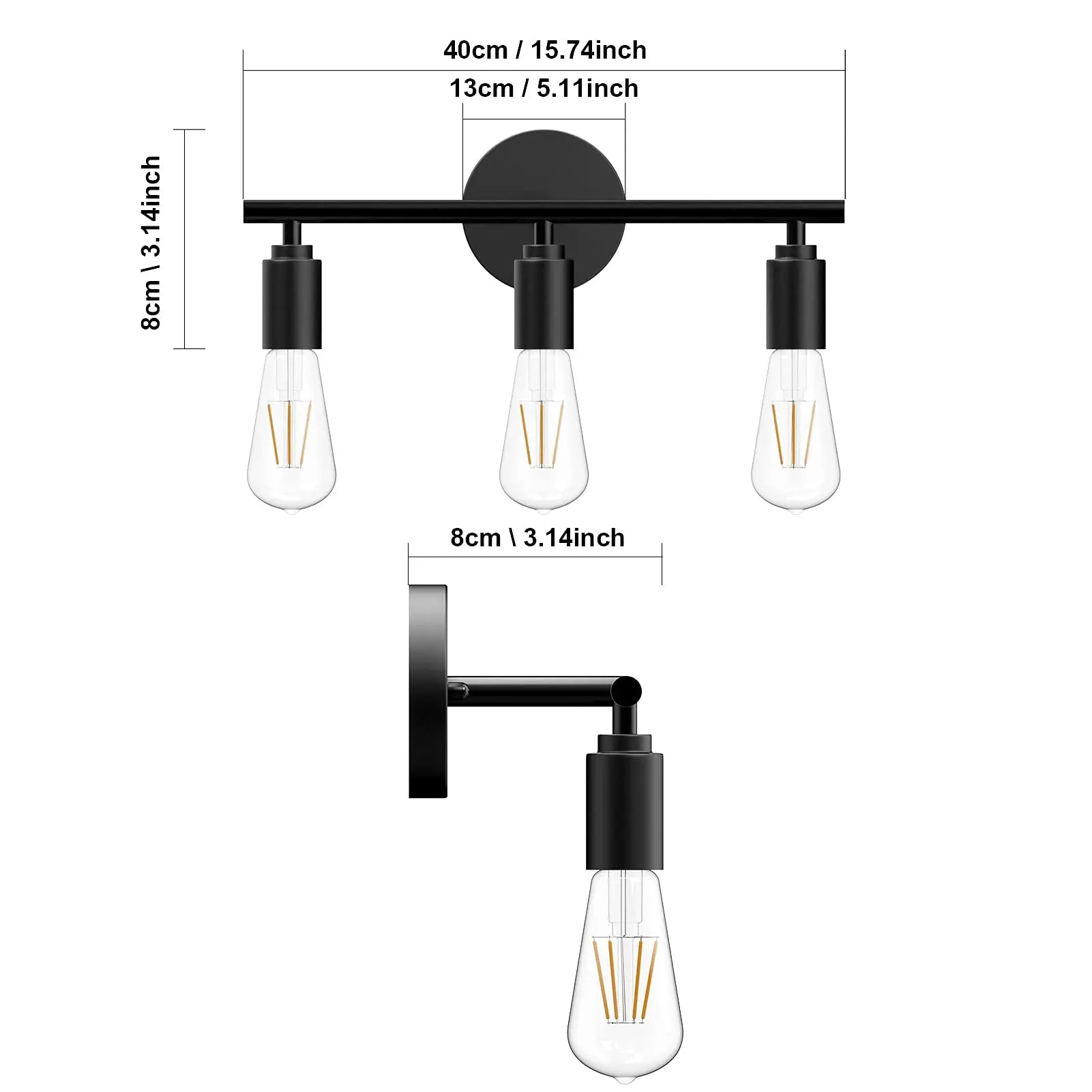 3 Light Vintage Wall Lamp Bathroom Mirror Lamp Black Metal E26 E27 Modern Wall Light Indoor Aisle Hallway Living Room Bedroom Secondary image