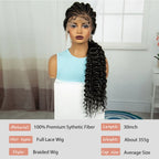 Handmade Cornrow Braided Wigs 30inch Synthetic Full Lace Kontless Braids Wigs Lace Frontal Box Braided Lace Wigs for Black Women