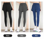 Women's Gym Leggings Elastic High Waist Fake Two Pieces Yoga Pants With Pockets Sportswear Running Tights Gym Yoga Wear