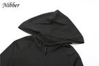 Nibber Sporty Casual 2 Piece Set Women Tracksuit Hooded Zip Crop Tops+Leggings Fitness Soft Stretch Streetwear Activity Suit