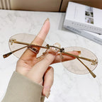 Elegant Diamond Oval Sunglasses Male Letter "F" Rimless Sunglasses  Car Sunglasses  Driving Glasses Sunglasses Women