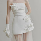 Wedding Dresses Sweet Flower Strapless For Women 2026 Satin White Evening Dress Elegant Floor-length Simple Wedding Shooting