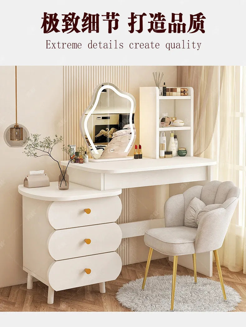 Bedroom Mirror Dressing Table Desk White Drawers Light Makeup Vanity Wood Room Penteadeira Com Espelho Dresser Furniture