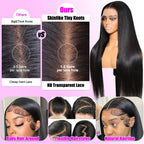 13x4 HD Transparent Bone Straight Lace Front Human Hair Wigs Brazilian Frontal Wigs For Women 30 34 Inches 180 Density