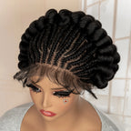 New Synthetic Full Lace Handmade Bantu Braided Wigs African Hair Wig for Black Women Short Cute Knotless Box Braiding Wig