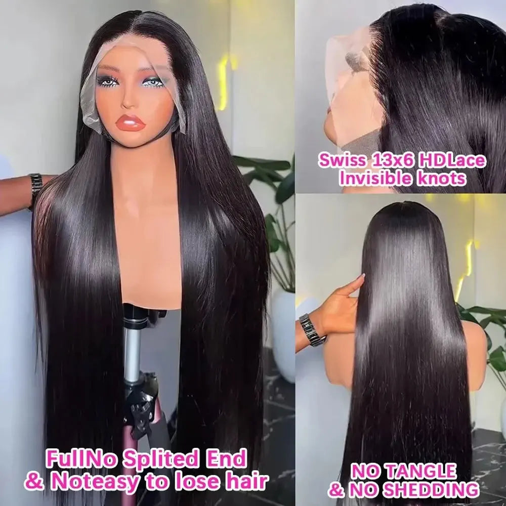 250 Density 40 42 Inch Straight Lace Front Human Hair Wigs 13x4 13x6 HD Lace Frontal Wig Remy Glueless Straight Human Hair Wigs
