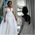 Mermaid White/Ivory Wedding Dresses 2022 Elegant Bride Gowns Luxury Lace Appliques Vestido De Novia Women Elegant Wedding Gowns