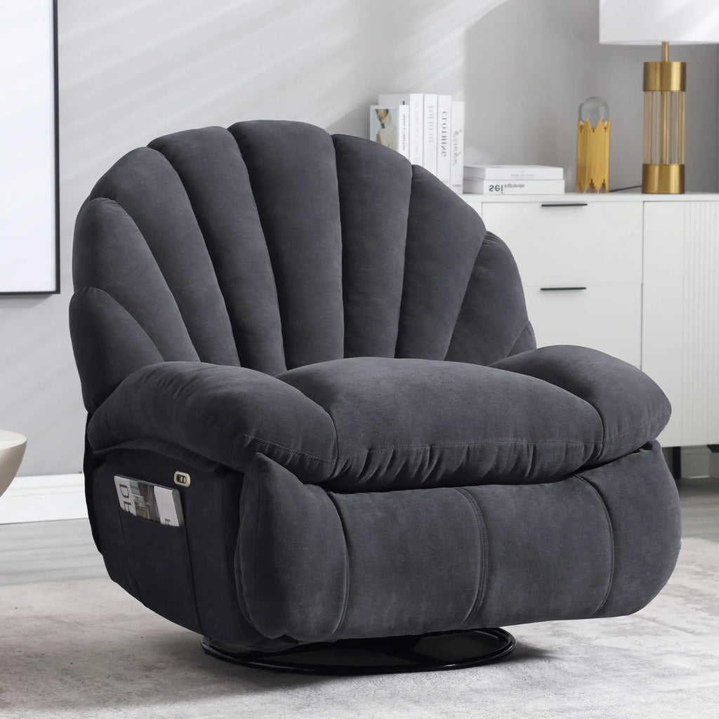 Power Recliner Chair Swivel, Comfortable Soft Fabric Shell Shape with Storage 360 Swivel Electric Big Tall Single Reclining Sofa