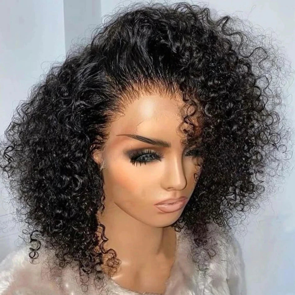 230% Curly Deep Wave 13x4 HD Lace Front Wigs Short Bob Wig 14 16 Inch Brazilian 100% Human Hair 4x4 Transparent Lace Frontal Wig Main image