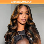 1B/30 Highlight Wig Body Wave Human Hair 13x6 Lace Front Wig Pre Plucked Pre Cut Lace 5x5 Glueless Wigs Human Hair 220% Density