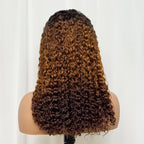 Double Drawn 250% Density Ombre 18 Inches Water Wave Curly Human Hair Wigs 13x4 Transparent Lace Frontal Hair Wig for Women