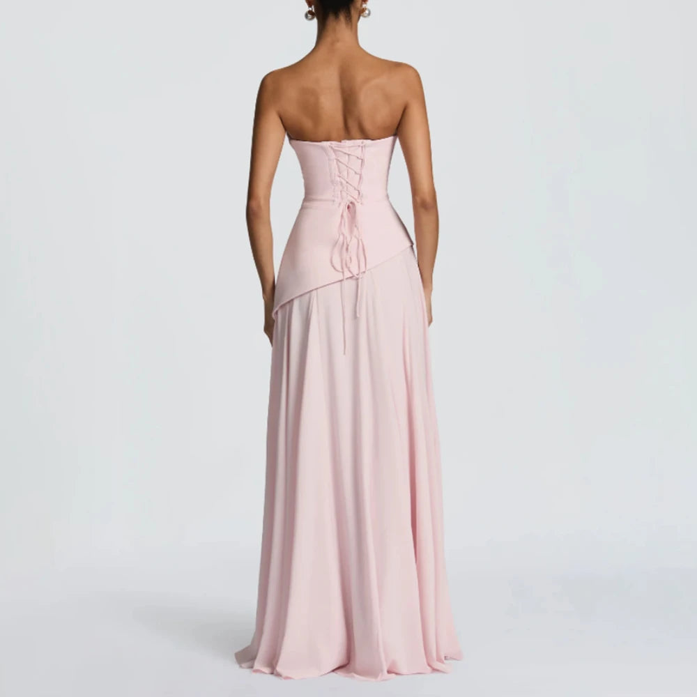 Wedding Guest Dresses for Women 2026 Strapless A Line Formal Party Gowns with Scarf Backless Long Evening Dress Customized Secondary image