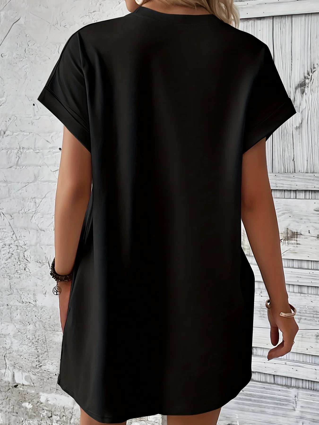 Women's Summer Loose Abstract Face Print Round Neck Short Sleeve Pocket Comfortable Casual Plus Size Dress Secondary image