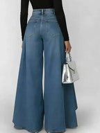 SHENGPALAE European And American Style Loose Solid Color Printed Button Straight Leg Jeans For Women 2026 Spring New 05E01378