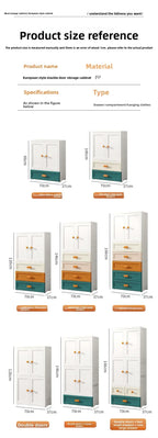 New model 70-Face wide thickened wardrobe simple bedroom plastic cabinet double door drawer type clothes hanging storage cabinet