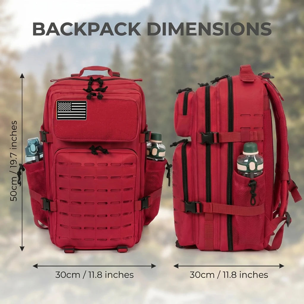 45L Large Capacity Tactical Hunting Backpack For Men With MOLLE Webbing System Dual Cup Holders Outdoor Survival Hiking Camping Rucksack For Wilderness Trip Travel Daily Work Commute Outdoor Camping Activities Gear Storage Ba