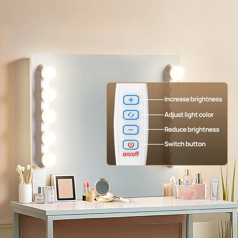 Makeup Mirror LED Light Bulbs Vanity Lights USB Adjustable brightness and colour temperature Bathroom Dressing Table Lighting