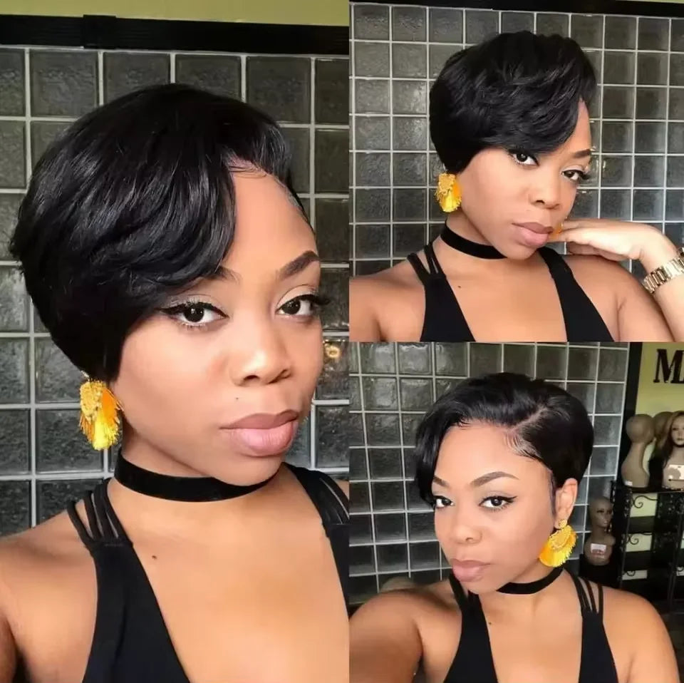 Straight Pixie Cut Wig Short Bob Wigs 13x4 Lace Front Wigs Human Hair Pre Plucked Pixie Cut Wig Brazilian Human Hair 100%