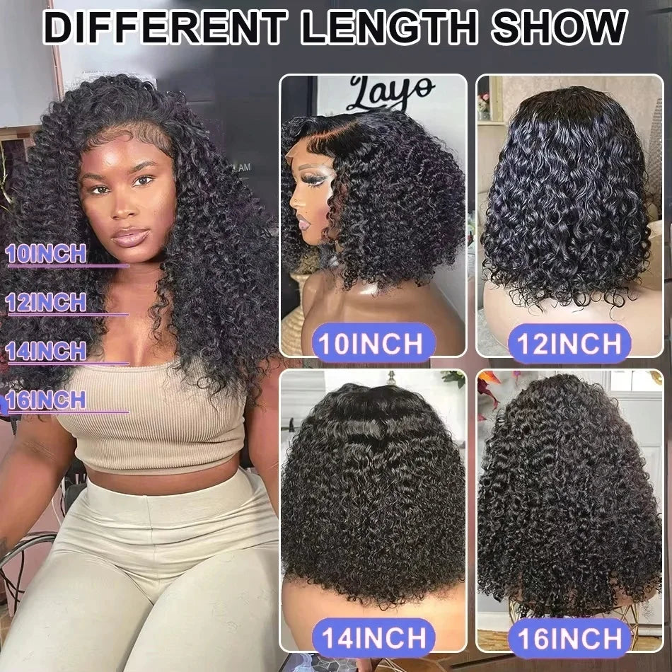 Deep Wave Bob Lace Front Human Hair Wigs Short Bob Wig 13x4 4x4 Lace Frontal Wigs Brazilian Black Pre Plucked Curly Human Hair