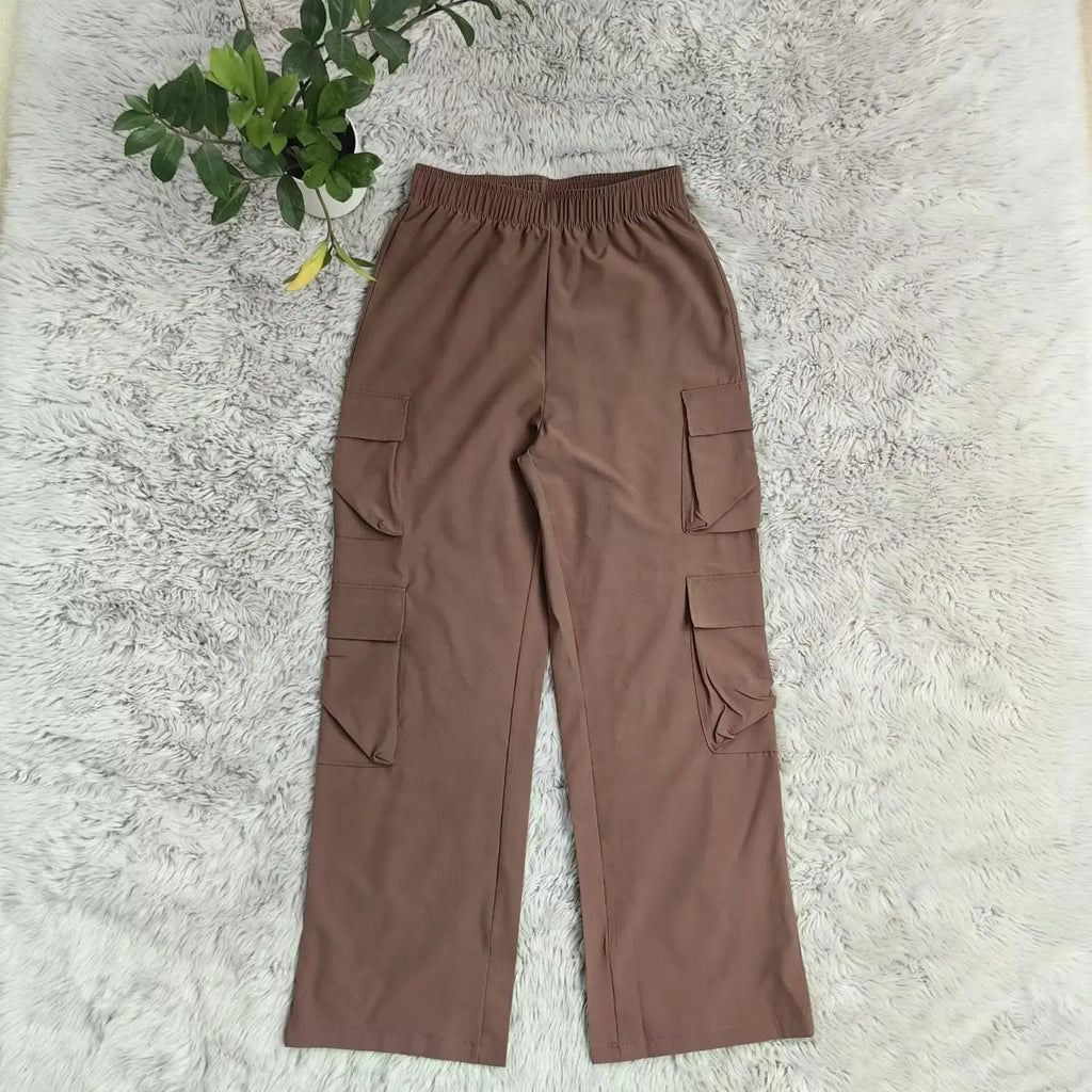 New Straight Cargo Pants Women High Waist Baggy Trousers Casual Wide Leg Slim Vintage Y2K Streetwear Pocket Fashion Casual Pants