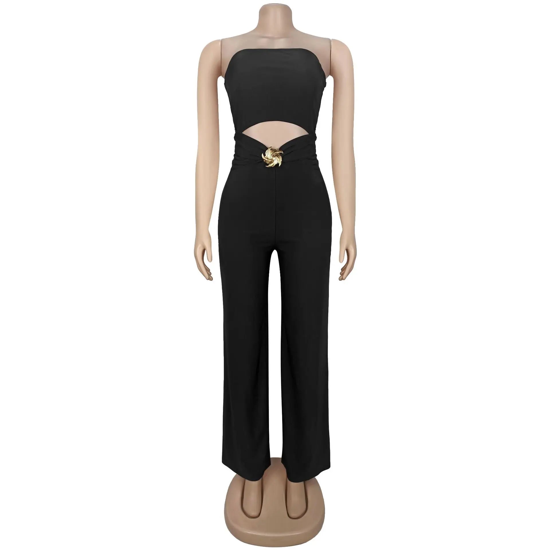 FAGADOER Sexy Hollow Out Bodycon Jumpsuit for Women Solid Color Sleeveless Backless Rompers Female Streetwear Overalls 2026 New