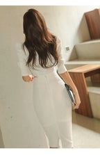 H Han Queen Hot Sale Spring White 2 Pieces Set Women Short Tops + High Waist Pencil Skirts Casual Simple Office Lady Skirt Suit