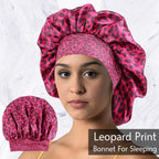 Luxurious Women's Satin Sleep Bonnet All-Over Leopard Print Nightcap for Hair Care And Fashion Style