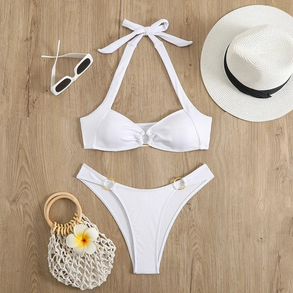 Sexy Women's Swimsuit 2026 Summer Bikini Two-piece Swimwear for Woman Beachwear Halter Bikinis Sets Swimming Beach Bathing Suits
