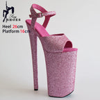 Pink Shiny Women Sandals 26CM/10Inchs High Heels Ultrahigh Heel Stripper Slippers Pole Dance Shoes Party Stage Show Sandals