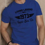 Summer men's 100 cotton casual loose plus size SINCE 1973 pattern printed sports comfortable round neck short sleeved T-shirt