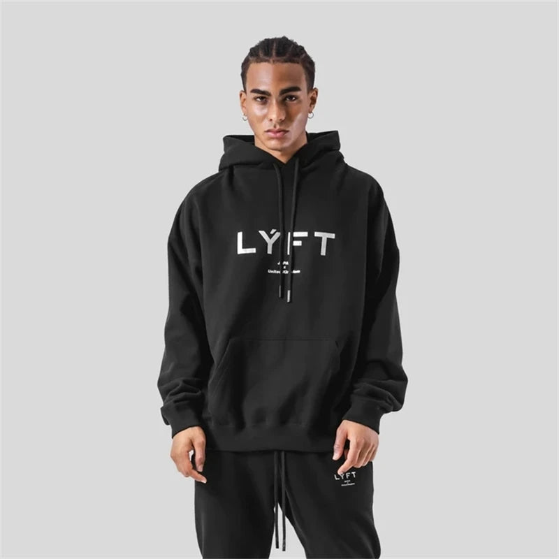 LYFT Classical LOGO Men Hoodies Winter Fleece Warm Mens Sweatshirt Fashion Streetwear Casual Men's Loose Pullovers Brand Hoody