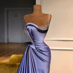 Lilac Evening Dress 2026 Beading One Shoulder Stones Ruched Sweep Train Robe De Soiree Women Pageant Party Gowns