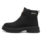 Classic Men High Top Boots High Quality Yellow Leather Boots Fashion Outdoor Sneakers Men Lace Up Non-Slip Ankle Boots for Men