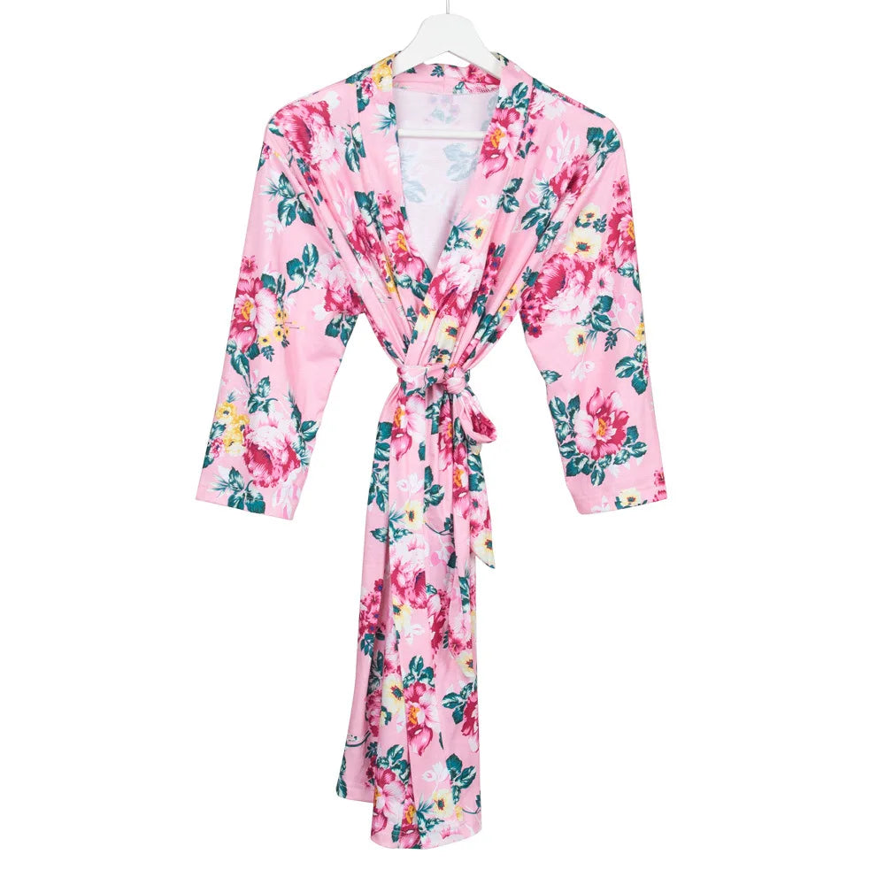 Maternity Robe,Matching Swaddle Set ,Mommy and Me Set, Floral Hospital Robe Bag,Baby Shower Gift,Mama Robe,Baby Girl Blanket