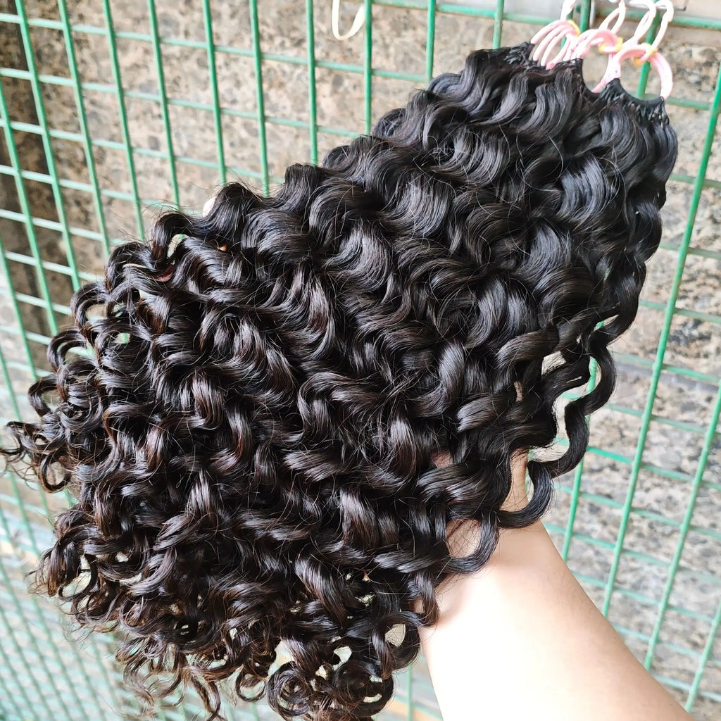 NABI Pre-Separated Crochet Human Hair Bundle Miracle Knots Braiding 14-18inch Water Wave Curly 100% Human Hair for Women