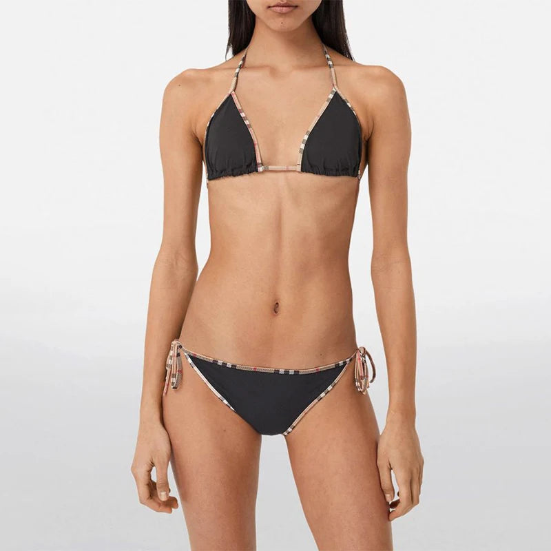 Check Bikini Sets Luxury Designer Brand Classic Print Swimsuit Two-piece Fashion Sexy Beach Swimwear 2025 Summer Women Clothing Main image