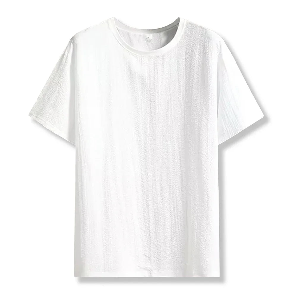 New Men's Casual T Shirt Ant Wrinkles T-Shirt Summer Half-Sleeved Loose Fashion T Shirt Base Shirt Solid Handsome Short-Sleeved Secondary image